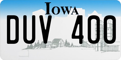 IA license plate DUV400