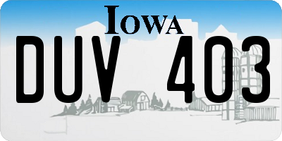 IA license plate DUV403