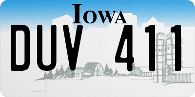 IA license plate DUV411