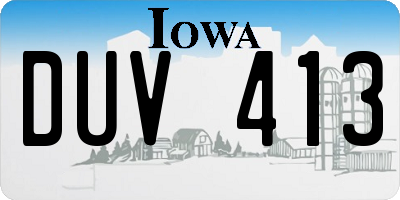 IA license plate DUV413