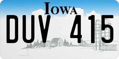 IA license plate DUV415