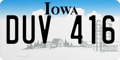 IA license plate DUV416