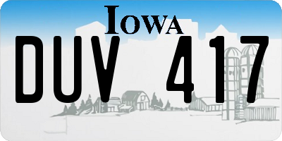 IA license plate DUV417
