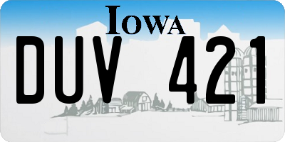 IA license plate DUV421