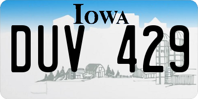 IA license plate DUV429