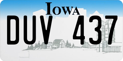 IA license plate DUV437