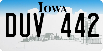 IA license plate DUV442