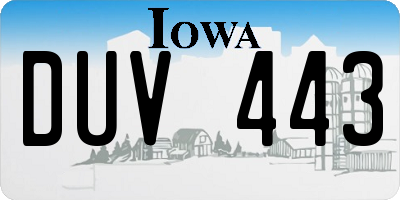 IA license plate DUV443