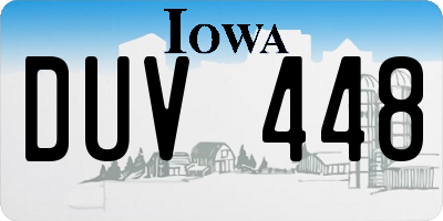 IA license plate DUV448