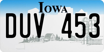 IA license plate DUV453