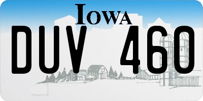 IA license plate DUV460