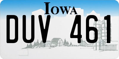 IA license plate DUV461