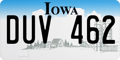 IA license plate DUV462