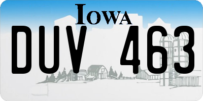 IA license plate DUV463