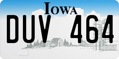 IA license plate DUV464