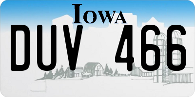 IA license plate DUV466