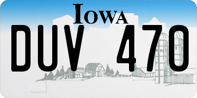 IA license plate DUV470