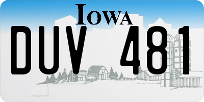 IA license plate DUV481