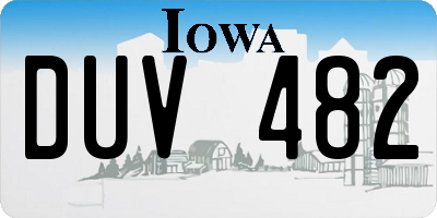 IA license plate DUV482