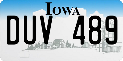 IA license plate DUV489