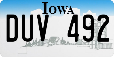 IA license plate DUV492