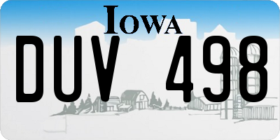 IA license plate DUV498