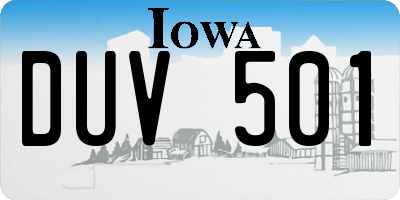 IA license plate DUV501