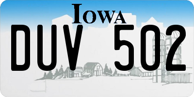 IA license plate DUV502