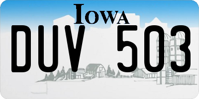 IA license plate DUV503