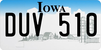 IA license plate DUV510