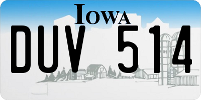 IA license plate DUV514