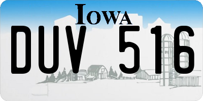 IA license plate DUV516