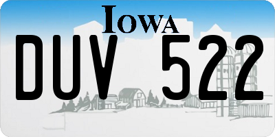IA license plate DUV522