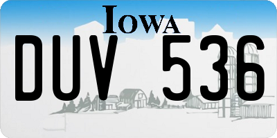 IA license plate DUV536