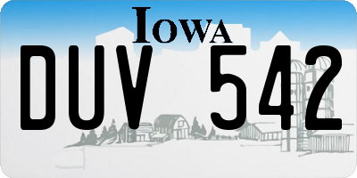IA license plate DUV542