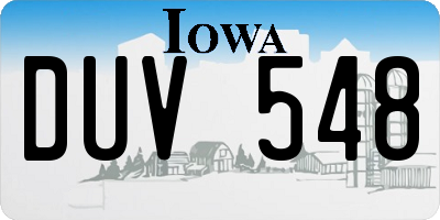 IA license plate DUV548