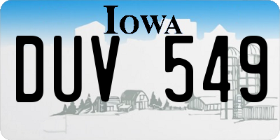 IA license plate DUV549