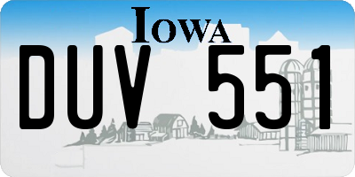 IA license plate DUV551