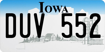 IA license plate DUV552