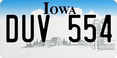 IA license plate DUV554