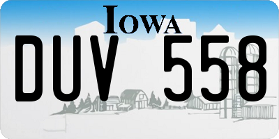 IA license plate DUV558