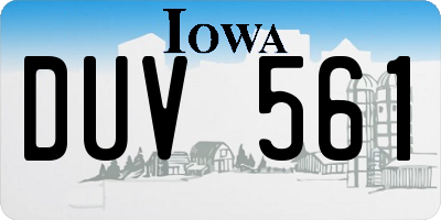 IA license plate DUV561