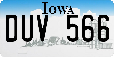 IA license plate DUV566