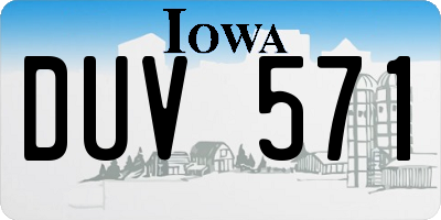IA license plate DUV571