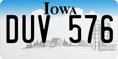 IA license plate DUV576