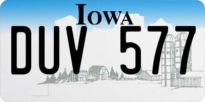 IA license plate DUV577