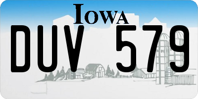 IA license plate DUV579