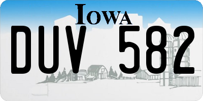 IA license plate DUV582