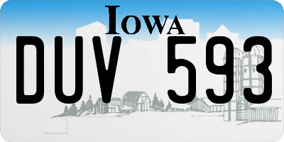 IA license plate DUV593
