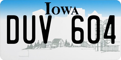 IA license plate DUV604